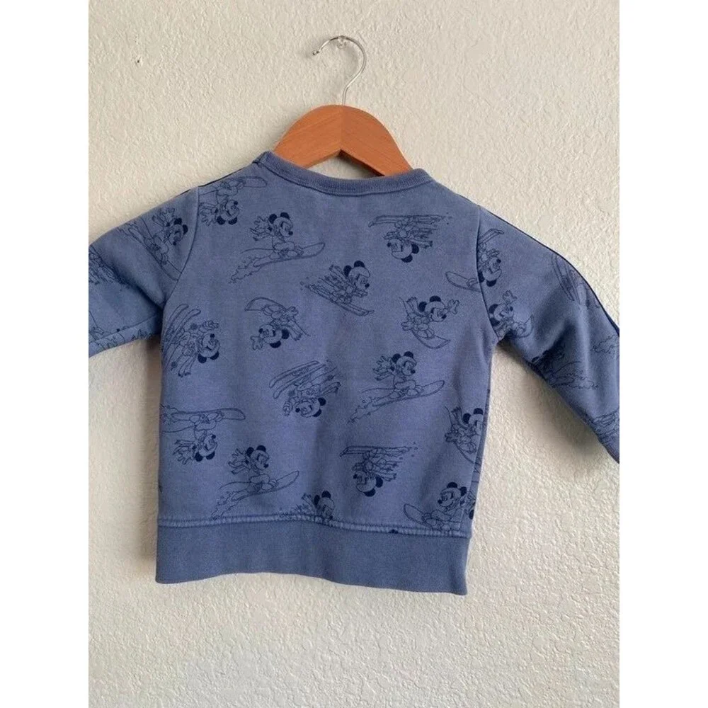 Baby Gap Disney Mickey Mouse Ski Sweatshirt Navy Blue Stripe 18-24M